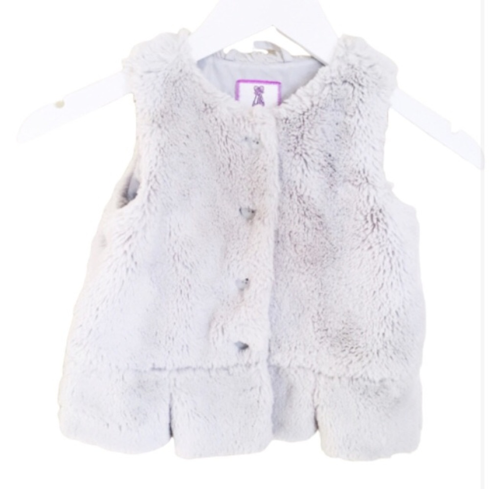 GYMBOREE Glitter Detail Soft Faux Fur Vest With Button Front Grey Girl Age 4T